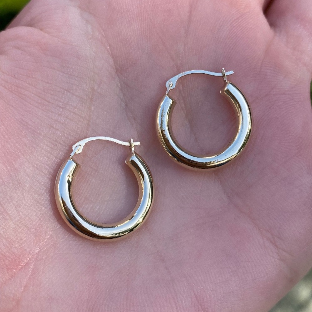 14k Yellow Gold Hoop Earrings - Real Genuine Gold - Fine Estate Jewelry